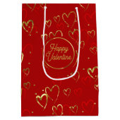 Rode en gouden harten op rood Valentijns Pattern Medium Cadeauzakje (Achterkant)