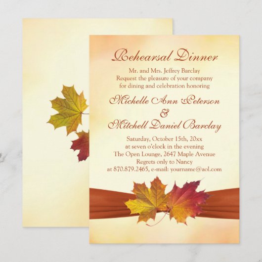 Rode en gouden herfstesdoorn verlaat repetitiedine kaart (Voorkant / Achterkant)