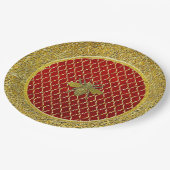 Rode en gouden honingbij elke gelegenheid papieren bordje (Gekanteld)