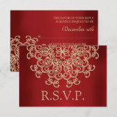 RODE EN GOUDEN INDIASE REACTIE RSVP-KAART RSVP KAARTJE (Voorkant / Achterkant)