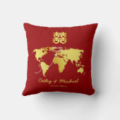 Rode en gouden kaartbestemming Chinese bruiloft Kussen (Achterkant)