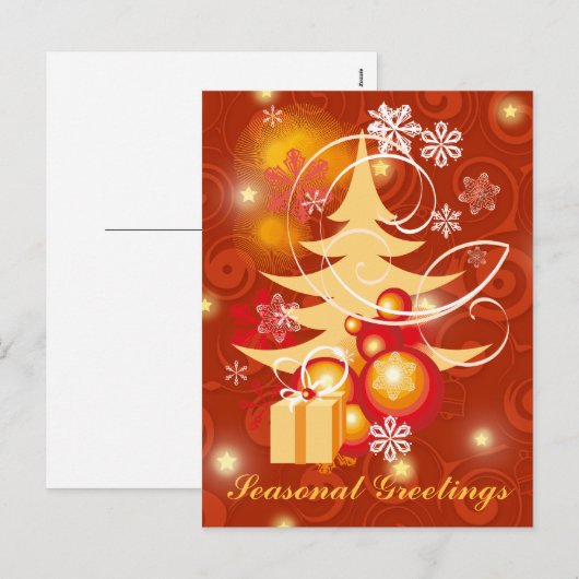  rode en gouden kerst feestdagenkaart (Voorkant / Achterkant)