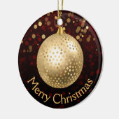 Rode en gouden kerstbal & bokeh keramisch ornament (Links)