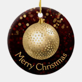 Rode en gouden kerstbal & bokeh keramisch ornament (Achterkant)