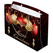 Rode en gouden kerstballen groot cadeauzakje (Achterkant Gekanteld)