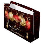 Rode en gouden kerstballen groot cadeauzakje (Voorkant Gekanteld)