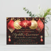 Rode en gouden kerstballen Quinceanera Kaart (Staand voorkant)