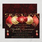 Rode en gouden kerstballen Quinceanera Kaart (Voorkant / Achterkant)