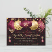 Rode en gouden kerstballen Sweet 16 Kaart (Staand voorkant)