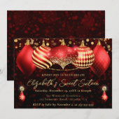 Rode en gouden kerstballen Sweet 16 Kaart (Voorkant / Achterkant)