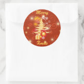 Rode en gouden kerstcadeaus ronde sticker (Tas)