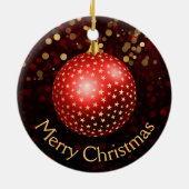 Rode en gouden kerstcadeautjes en Bokeh Keramisch Ornament (Achterkant)