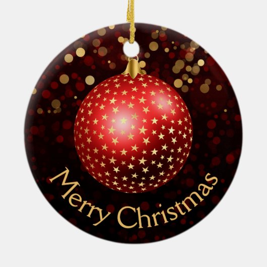 Rode en gouden kerstcadeautjes en Bokeh Keramisch Ornament (Achterkant)