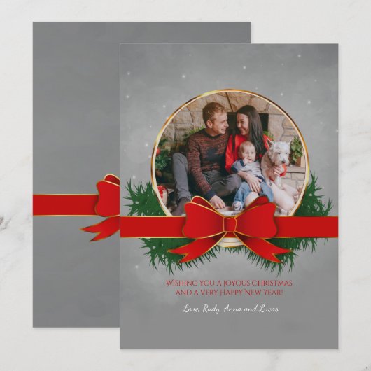 Rode en gouden kerstkaart (Voorkant / Achterkant)