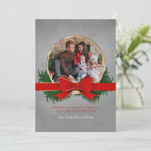 Rode en gouden kerstkaart (Staand voorkant)