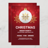Rode en gouden kerstuitnodiging, kerstavond kaart (Voorkant / Achterkant)