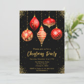 Rode en Gouden Kerstversiering Kerstfeest Kaart (Staand voorkant)