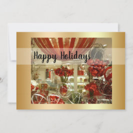 Rode en gouden kerstversiering Plat kerstkaart