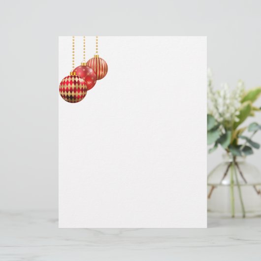 Rode en gouden kerstversieringen briefhoofd (Staand voorkant)