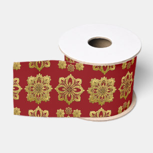 Rode en gouden kerstversieringen grosgrain lint