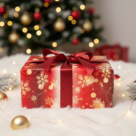 Rode en gouden kerstwinter Wonderland Inpakpapier Vel