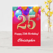 Rode en gouden kleurrijke ballonnen voor 25e verja kaart (Gele Bloem)