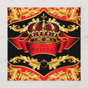 Rode en gouden koninklijke Baby shower Kaart