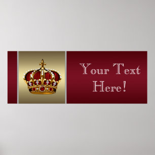 Rode en gouden kroonprins baby shower banner poster