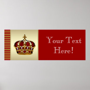 Rode en Gouden Kroonprins Baby Shower Banner Poster