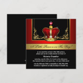 Rode en gouden kroonprins Baby shower Kaart (Voorkant / Achterkant)