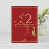 Rode en gouden kwast Indiaas tafelnummer (Staand voorkant)