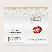 Rode en gouden Lip Instructies Visitekaartje (Buitenkant ongevouwen)