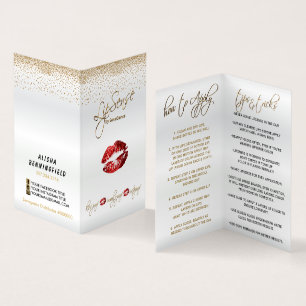 Rode en gouden Lip Instructies Visitekaartje