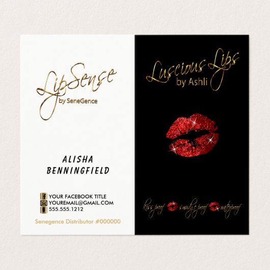 Rode en Gouden Lip Prijs en de Dienstenlijst Visitekaartje (Buitenkant ongevouwen)