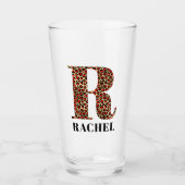 Rode en Gouden Luipaard Glam Monogram R Glas (Voorkant)