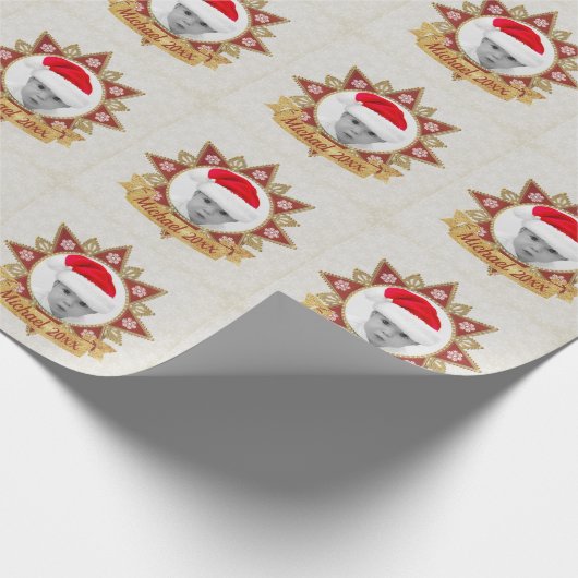 Rode en gouden luxe cirkel vorm Lijst sneeuwvlok Cadeaupapier (Hoek)