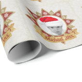 Rode en gouden luxe cirkel vorm Lijst sneeuwvlok Cadeaupapier (Rol Hoek)