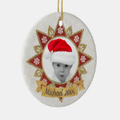 Rode en gouden luxe cirkel vorm Lijst sneeuwvlok Keramisch Ornament (Rechts)