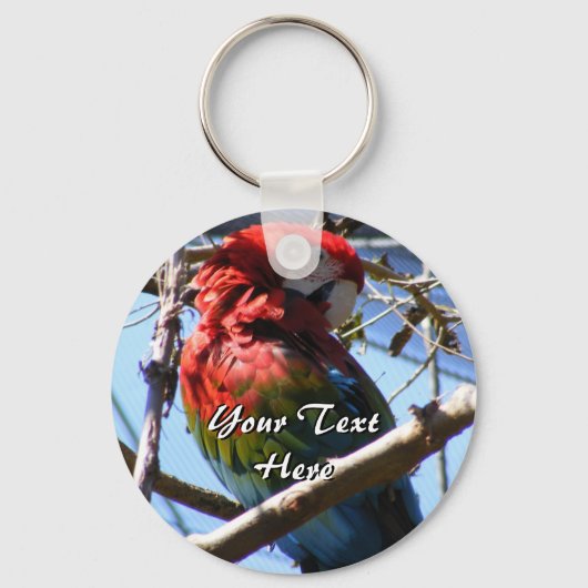 Rode en gouden Macaw Sleutelhanger (Voorkant)
