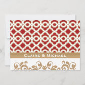 Rode en gouden Marokkaanse koppels Trouwdouche Kaart (Achterkant)