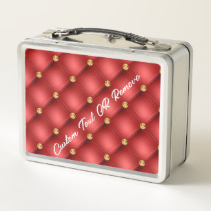 Rode en Gouden Metalen Lunchbox Met Persoonlijke T