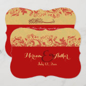 Rode en gouden moslimbruiloft of -Verloving Kaart (Voorkant / Achterkant)