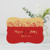 Rode en gouden moslimbruiloft of -Verloving Kaart (Staand voorkant)