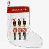 Rode en gouden notenkraker gepersonaliseerde kerst kleine kerstsok (Voorkant)