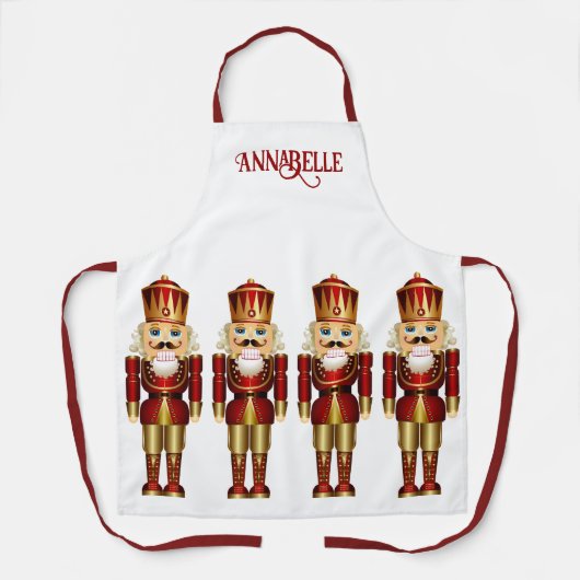 Rode en gouden notenkrakers personaliseren schort (Voorkant)