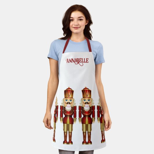 Rode en gouden notenkrakers personaliseren schort (Gedragen)