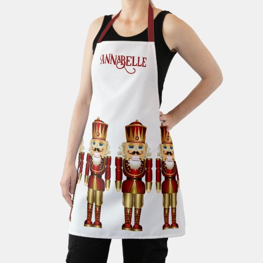 Rode en gouden notenkrakers personaliseren schort (Insitu)