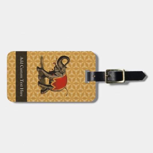 Rode en gouden olifant bagagelabel (Voorkant horizontaal)