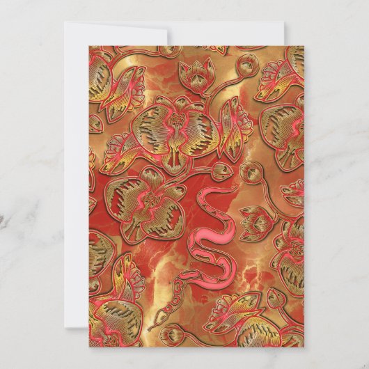 Rode en gouden orchidee Chinees Nieuwjaar Feestdagenkaart (Voorkant)