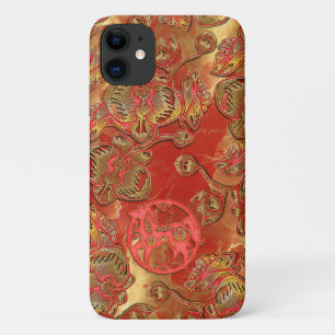 Rode en Gouden Orchidee Chinees Nieuwjaar Paard Ma Case-Mate iPhone Case